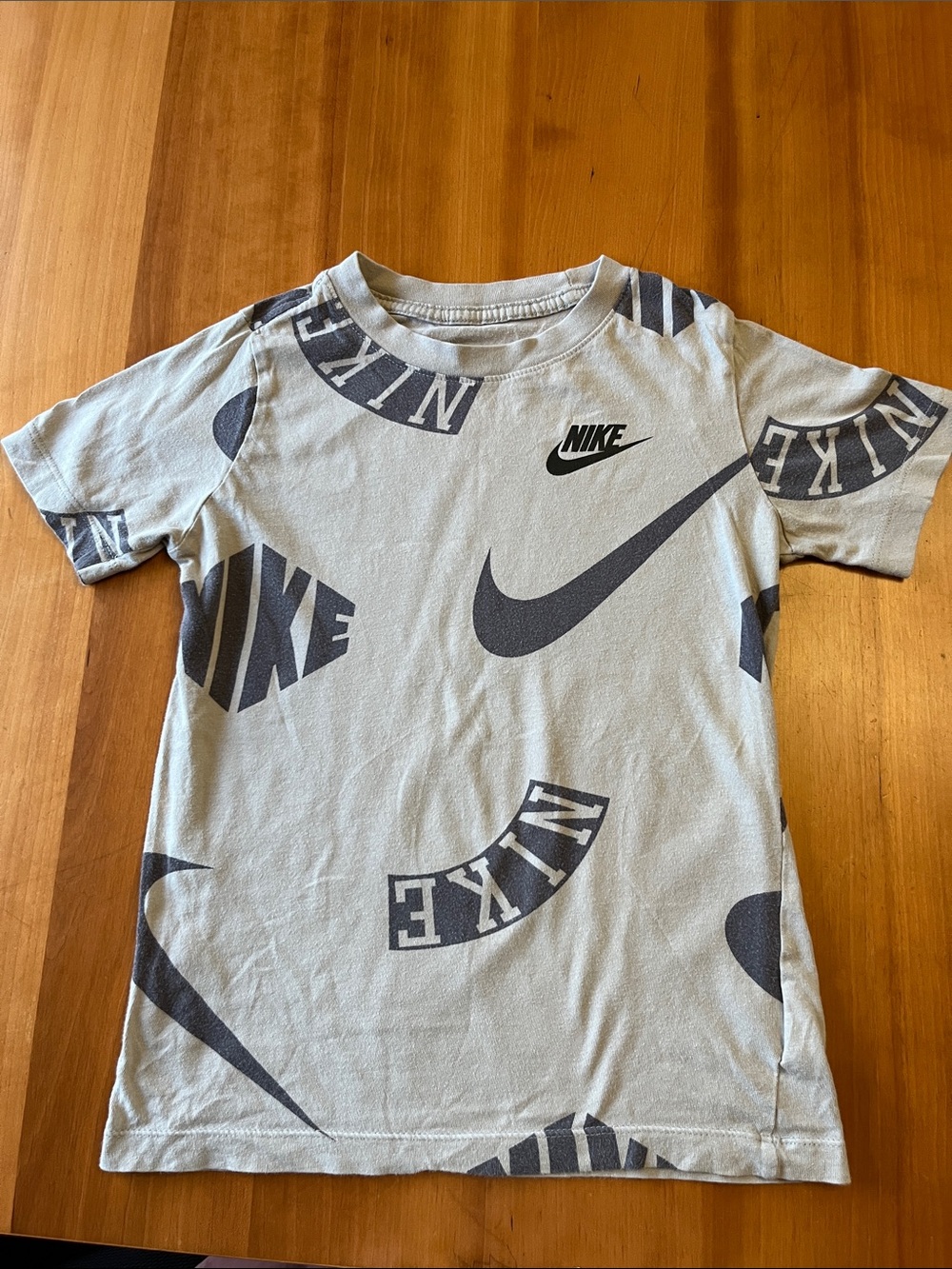 Nike Light Gray Tee with Allover Dark Gray Logos
